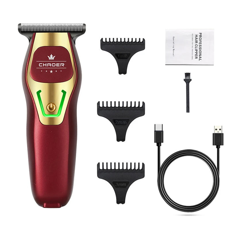 Cortapelos profesional para barbería, afeitadora para hombres, recortador de barba eléctrico, cuchilla en T de 0 mm, cortador de pelo inalámbrico, máquina de cortar el pelo