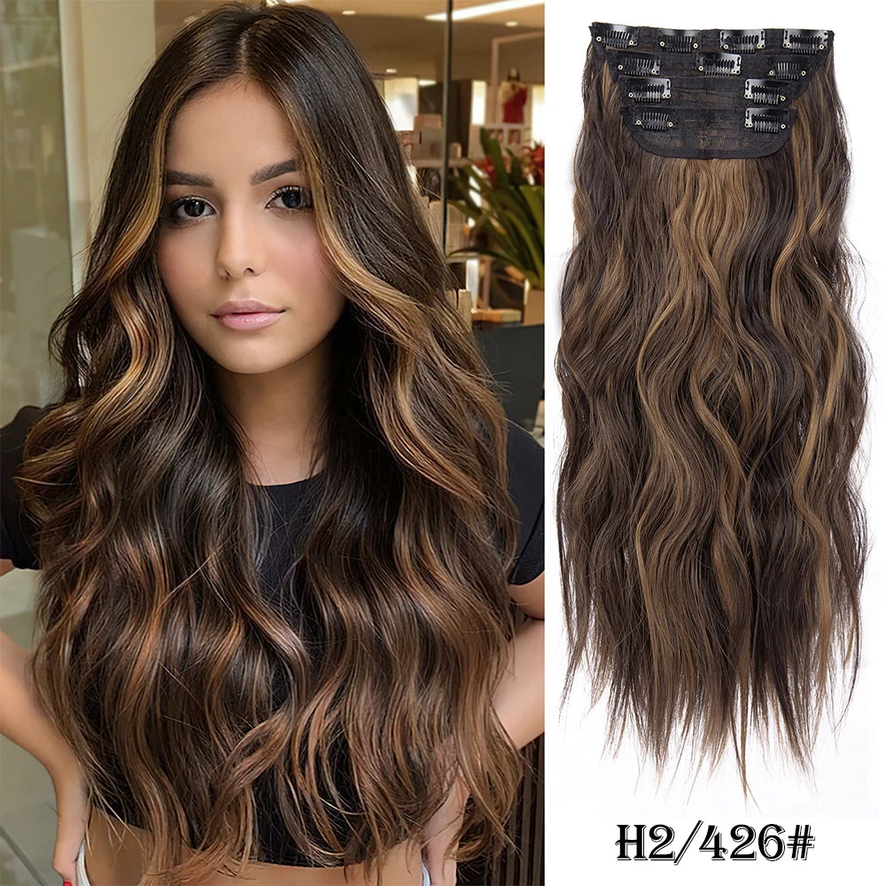 Extensiones de Cabello Ondulado Largo de Clip