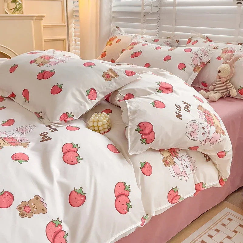 Juego de sábanas estilo dibujos animados para niños, juego de cama con estampado de conejo, transpirable, duradero, постельное белье 이불세트, juego de cama Queen/King