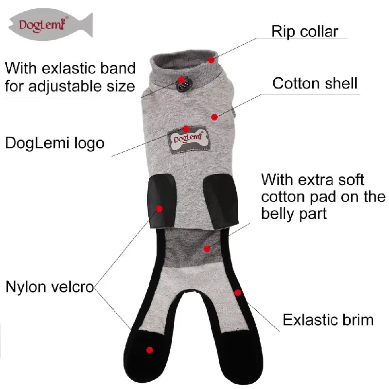 Anti-slikking klær for katter, steriliseringsklær for katter, kastrering, kirurgi, restitusjonsdrakt for katter, avvenning, pustende valpevest med ripebeskyttelse