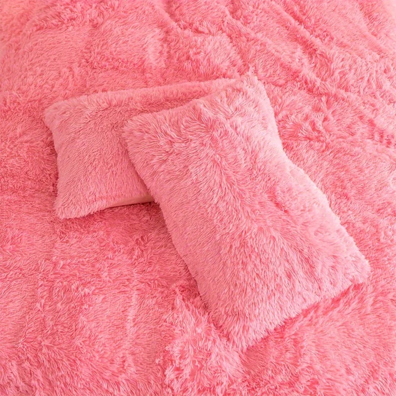Juego de funda nórdica de felpa de lujo de 3/4 piezas – Ropa de cama cómoda y suave, perfecta para el confort del dormitorio, ideal para habitaciones de invitados y estética de dormitorios universitarios.