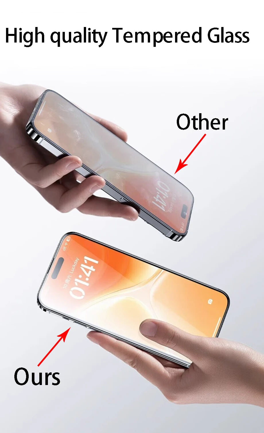 Lot de 4 films de protection d'écran en verre trempé pour iPhone 16, 15, 14, 13, 12, 11 Pro Max, pour iPhone 7, 8 Plus, X, XS Max, XR