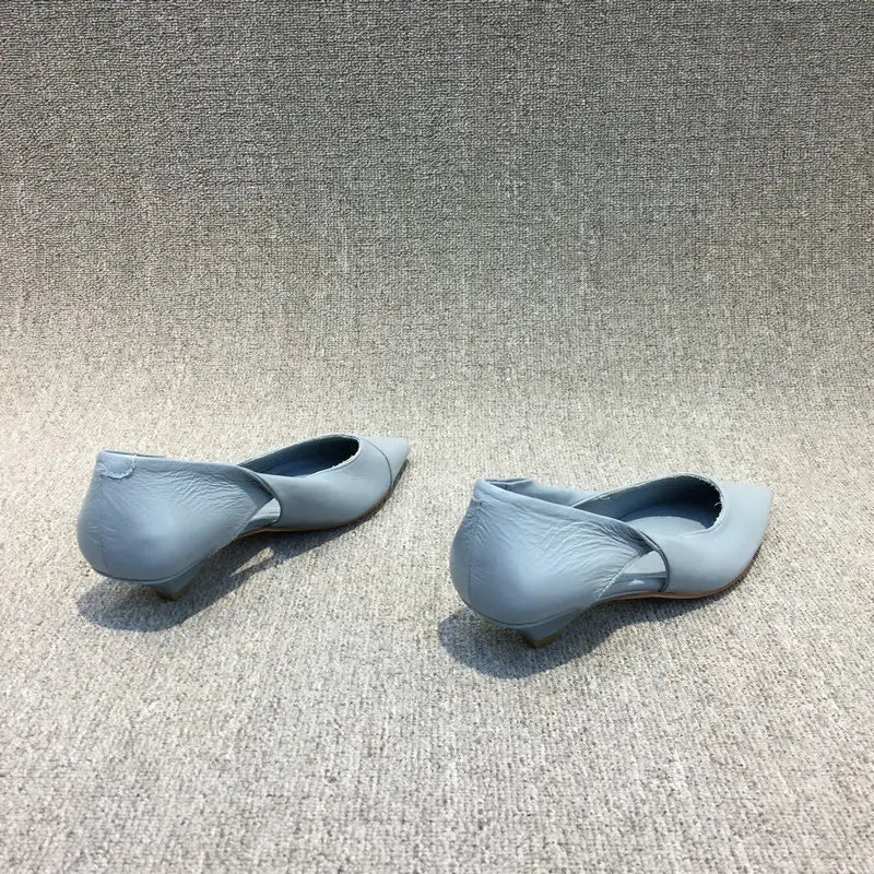 Shoes for Woman Comfortable Women's Summer Footwear Moccasins Blue Low Heel Elegant Pointed Toe High Quality Popular Young