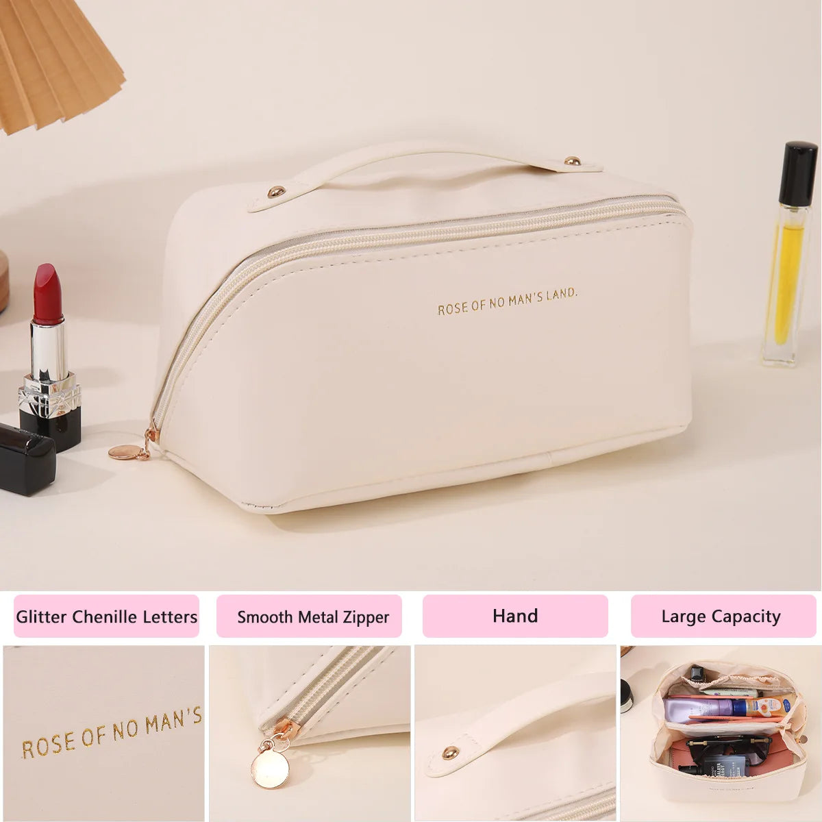 Neceser de Maquillaje para Mujer, Estuche de Maquillaje, Bolsa de Almacenamiento, Caja de Lujo para Mujer, Bolsa Organizadora de Cosméticos con Cremallera para Viajes, Regalo de Navidad