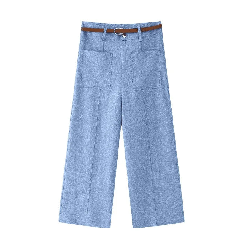 Women Wide Leg Pants Sets 2 Pieces Fashion Double Breasted Vest Top Women Suit Casual Two Piece Set Women Outfit