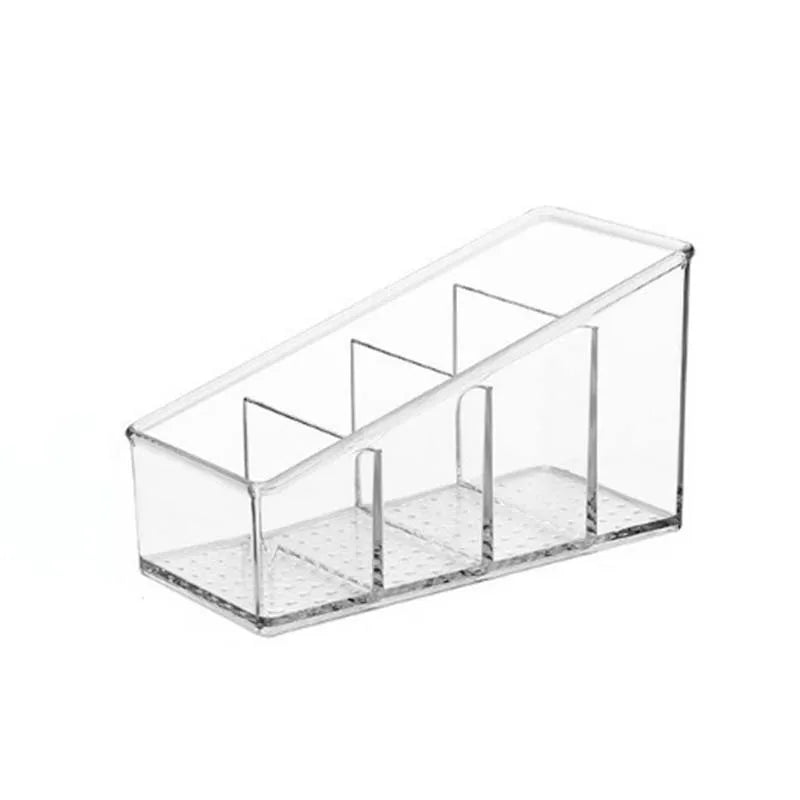 Organizador de escritorio de 4 rejillas, soporte para teléfono y TV con control remoto, caja de almacenamiento de escritorio, organizador de brochas de cosméticos