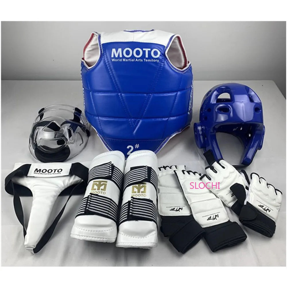 Set de entrenamiento de equipo de protección de combate de Taekwondo, equipo de combate real, conjunto de equipo de protección de artes marciales engrosado para competición