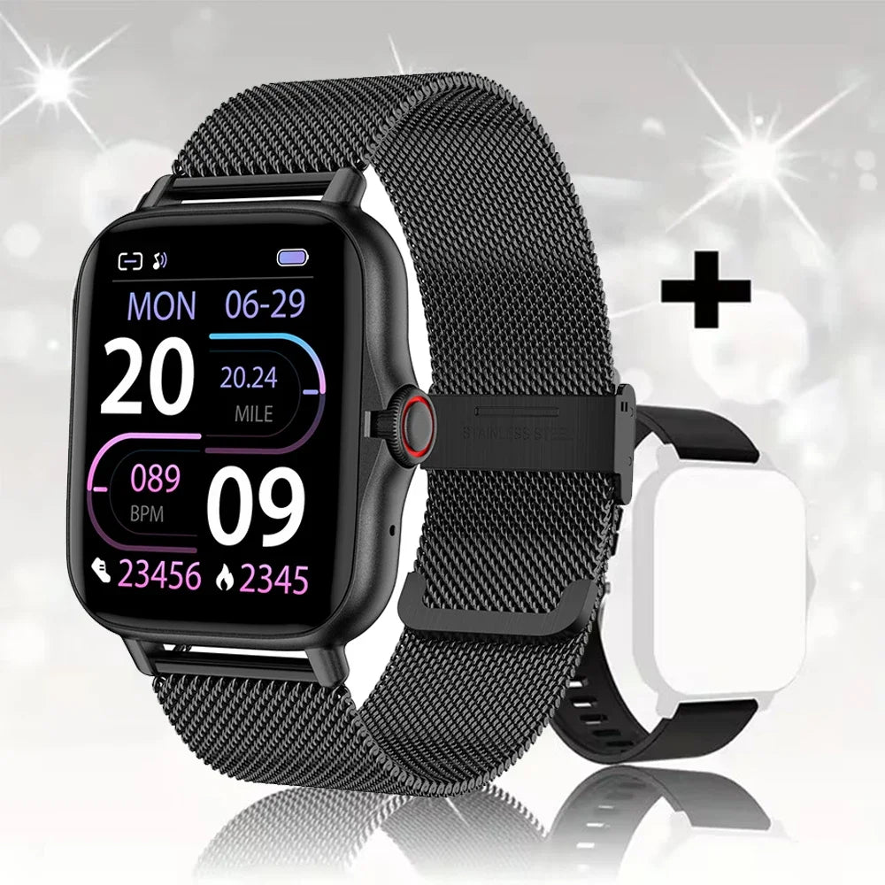 Reloj Inteligente para Teléfono Android Pantalla a Color de 1.44'' Pulgadas Llamadas Bluetooth Monitoreo de Oxígeno en Sangre/Presión Arterial Reloj Inteligente para Mujeres y Hombres