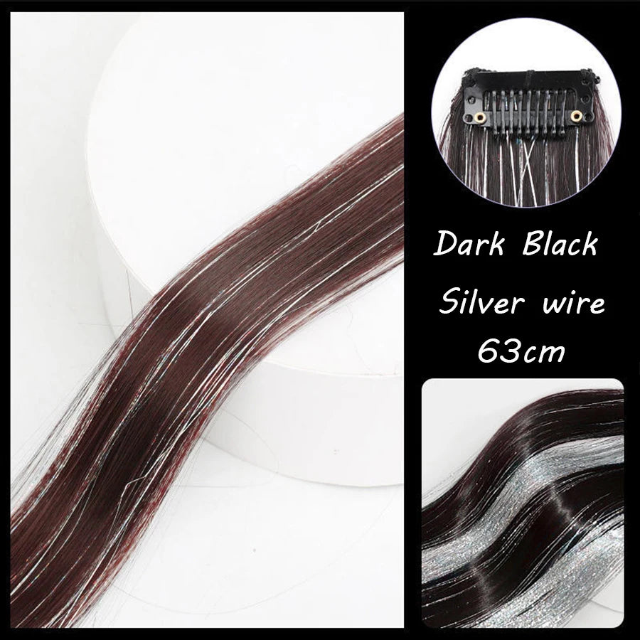 Perruque synthétique teintée au laser, extension capillaire en plumes sans couture, pièce unique, accessoire de coiffure pour groupe de filles