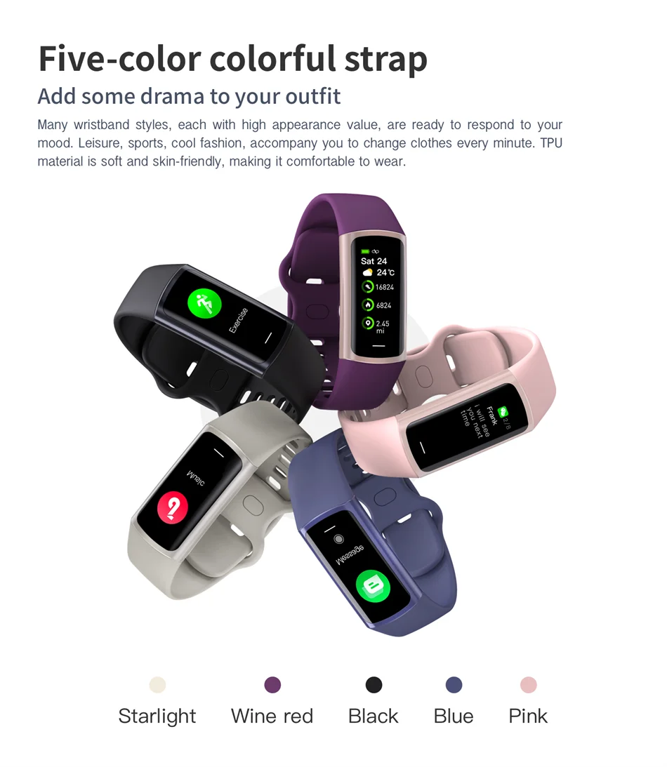 Pulsera inteligente deportiva rastreador de actividad para hombre y mujer banda impermeable conectado al teléfono rastreador de hombres reloj inteligente para Android iOS
