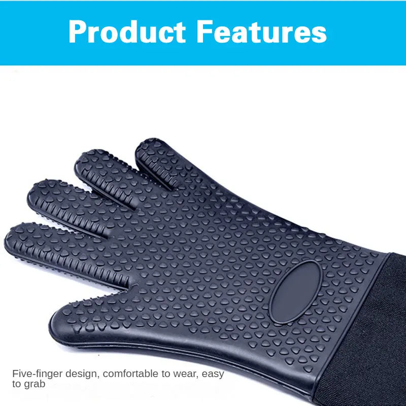 Guantes de horno de silicona profesionales extralargos con forro acolchado Guantes de horno para parrilla resistentes al calor duraderos Herramientas para hornear
