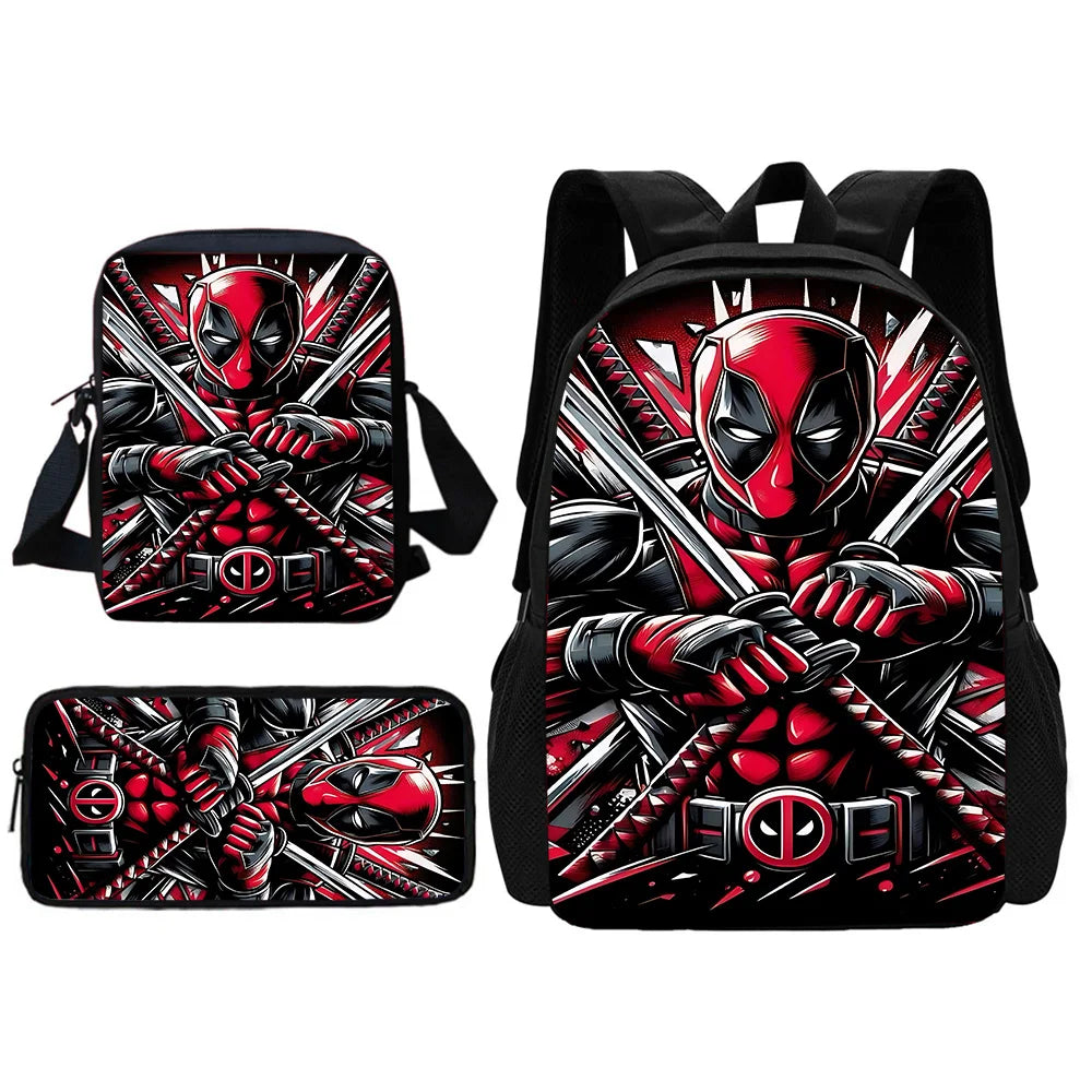 Deadpool Child School Backpack With Shoulder Bag Pencil Bags School Bags for Boys Girls Best Gift