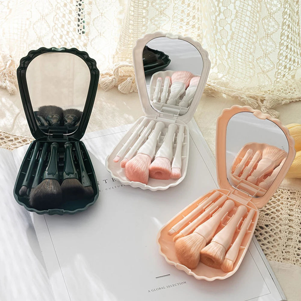 5PCS Makeup Brush Makeup Set Foundation Make-Up Brush Eye Shadow Brush Makeup Brush Set Travel Portable With Mirror Beauty Tool
