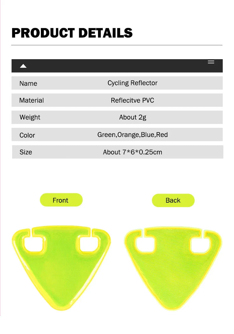 Lys sykkelreflektor bærbar landeveissykkelreflektor ultralett terrengsykkel TPU reflekterende trekantsykkeltilbehør