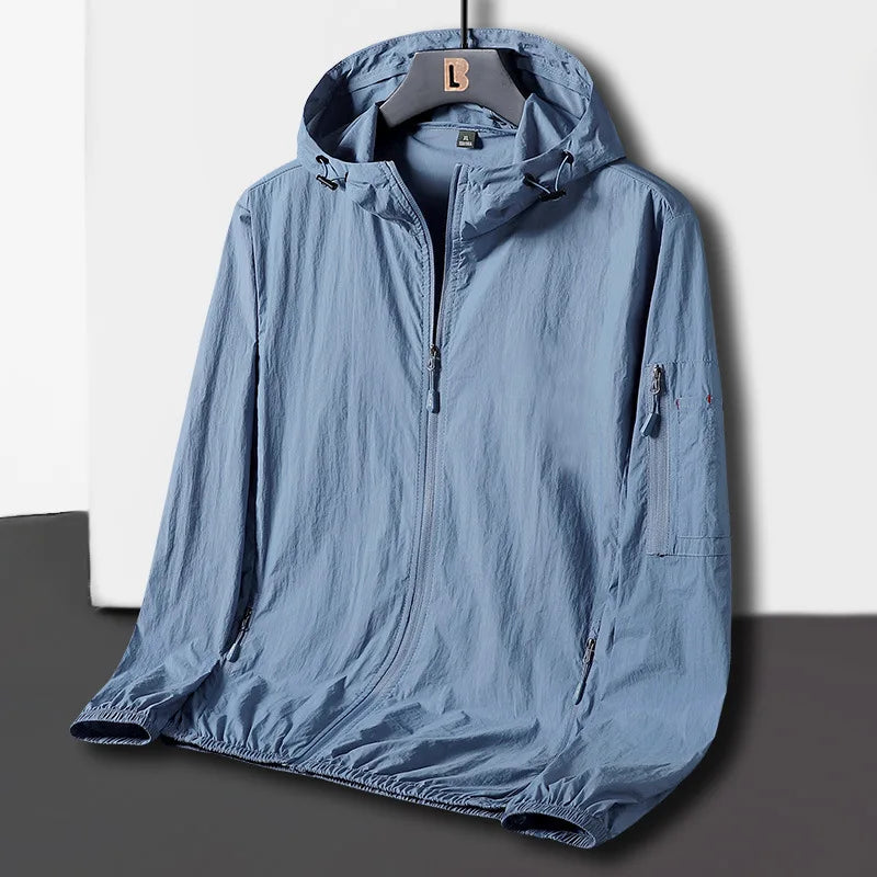 Chaqueta cortavientos informal de verano para hombre, de secado rápido, para senderismo, pesca, trekking, escalada, chaqueta de protección solar, ropa de gimnasio