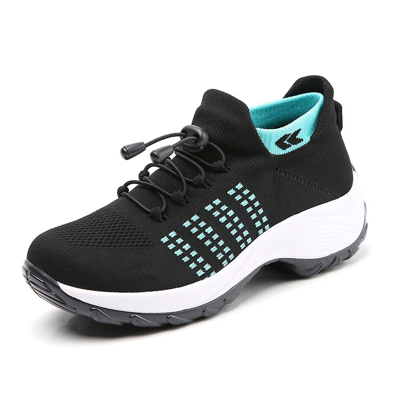 Zapatillas de deporte para mujer, zapatillas de moda con tejido de mosca, zapatillas tipo calcetín, transpirables, cómodas, para enfermería, mocasines casuales de plataforma antideslizantes