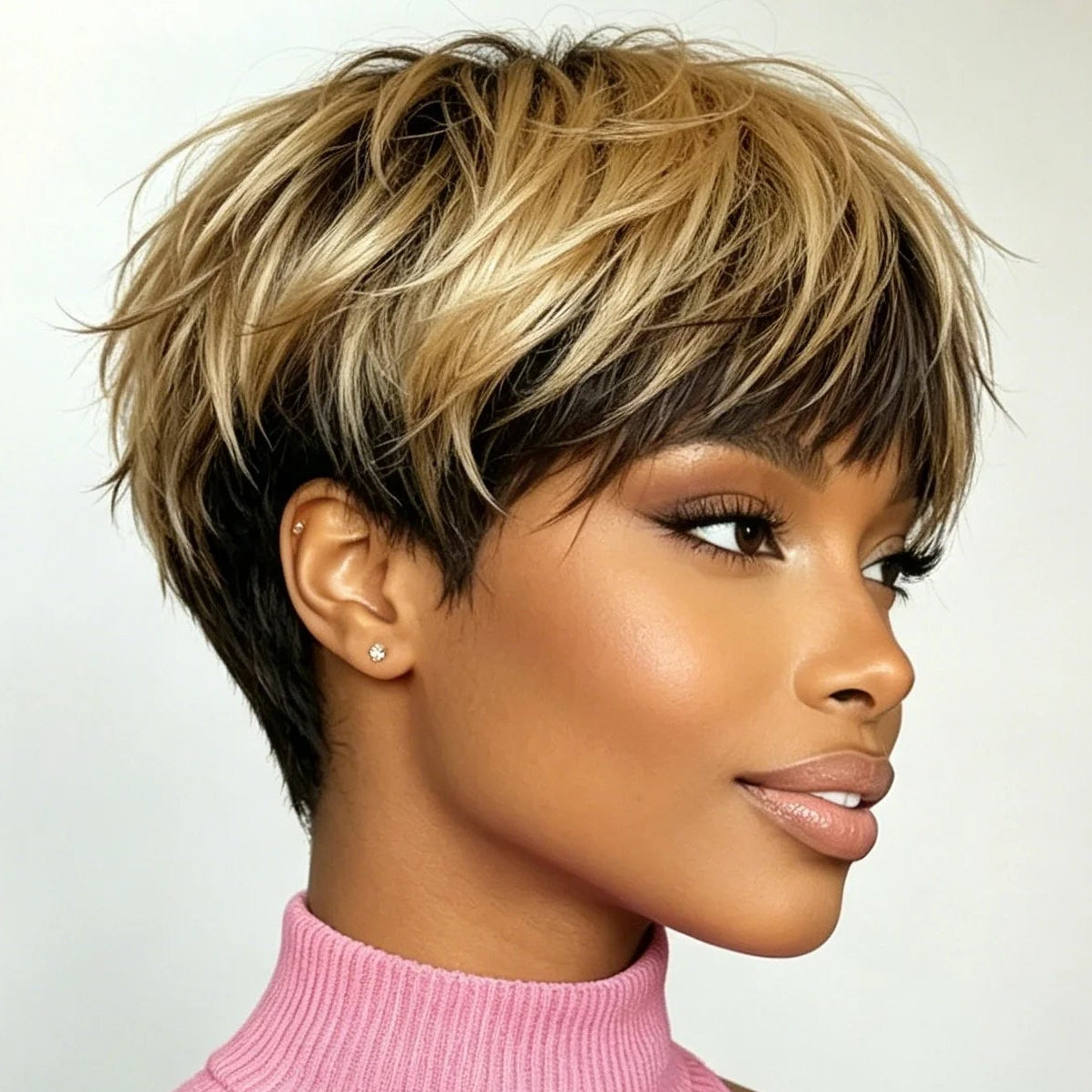 Perruque Pixie Cut Cheveux Humains Courte Perruque Pixie Cut pour Femmes pour Usage Quotidien Perruque Entièrement Faite à la Machine pour Femmes