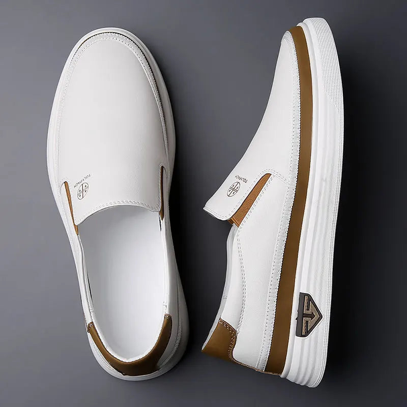 Men’s Genuine Leather Slip-On Sneakers
