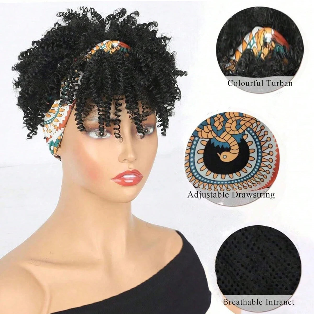 Black Headband Afro Wig