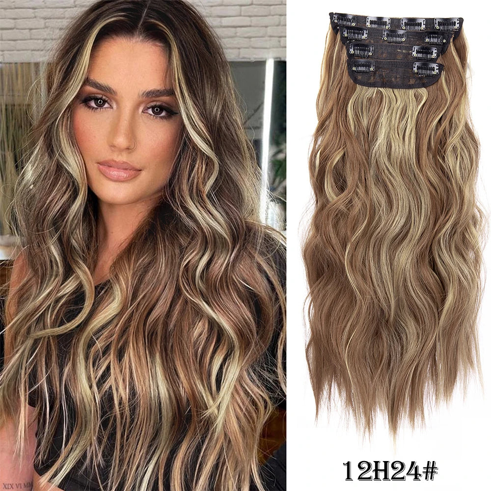 Extensiones de Cabello Ondulado Largo de Clip
