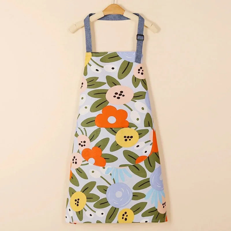 1 ud. Delantal de moda de tela de algodón, impermeable, engrosado, resistente a la suciedad, delantal de cocina y ropa de trabajo para el hogar, ropa de trabajo de jardinería