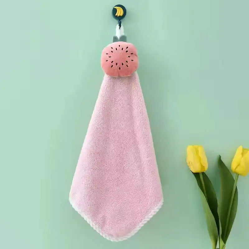 Serviette à main suspendue en polaire corail épaisse et absorbante, motif dessin animé, cadeau