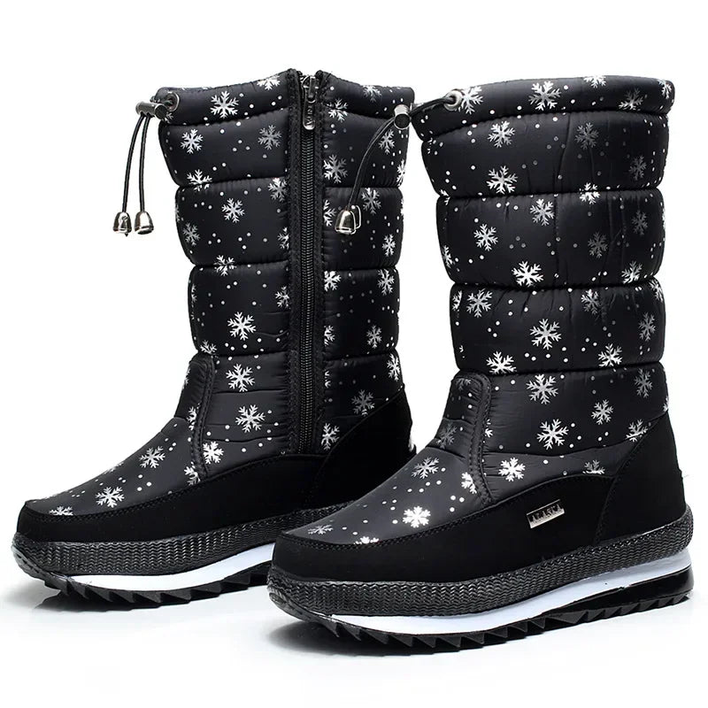 Botas de nieve para mujer, botas de invierno con plataforma, impermeables, antideslizantes, de felpa y piel, de media caña, botas de moda cálidas para mujer, Botas Mujer