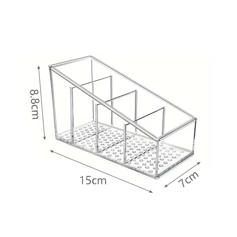 Organizador de escritorio de 4 rejillas, soporte para teléfono y TV con control remoto, caja de almacenamiento de escritorio, organizador de brochas de cosméticos