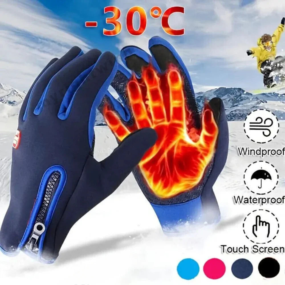 Guantes de Invierno con Pantalla Táctil, Térmicos Cortavientos para Clima Frío, Deportes, Hombres, Mujeres, Ciclismo al Aire Libre, Motocicleta, Antideslizantes