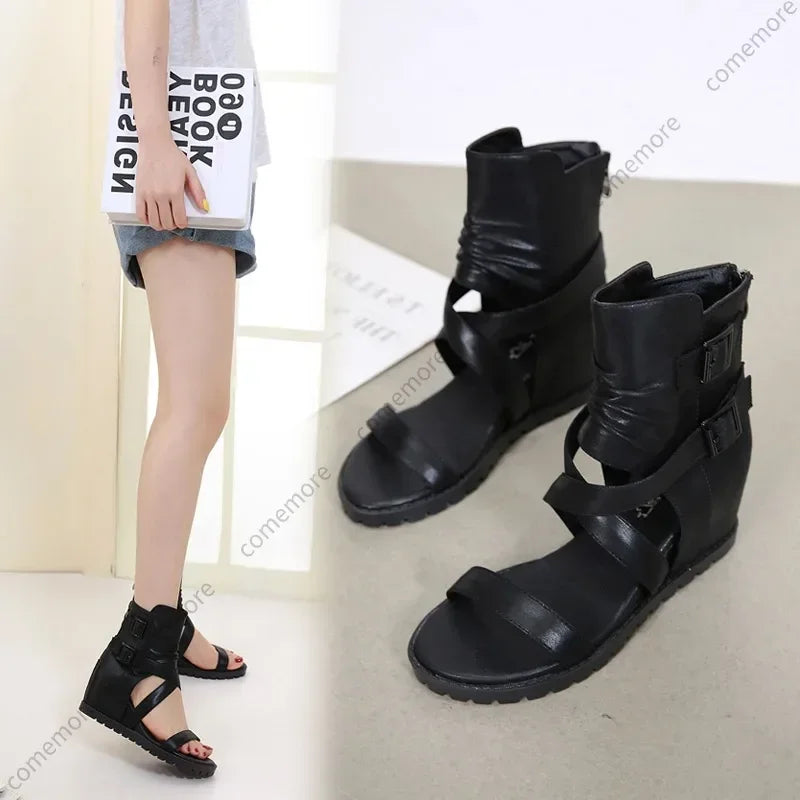 Zapatos De Mujer Shoes Woman Sandals Luxury Sandals Women Designers Retro Wedge Heels Buckle Straps Soft Sole Ladies Slippers