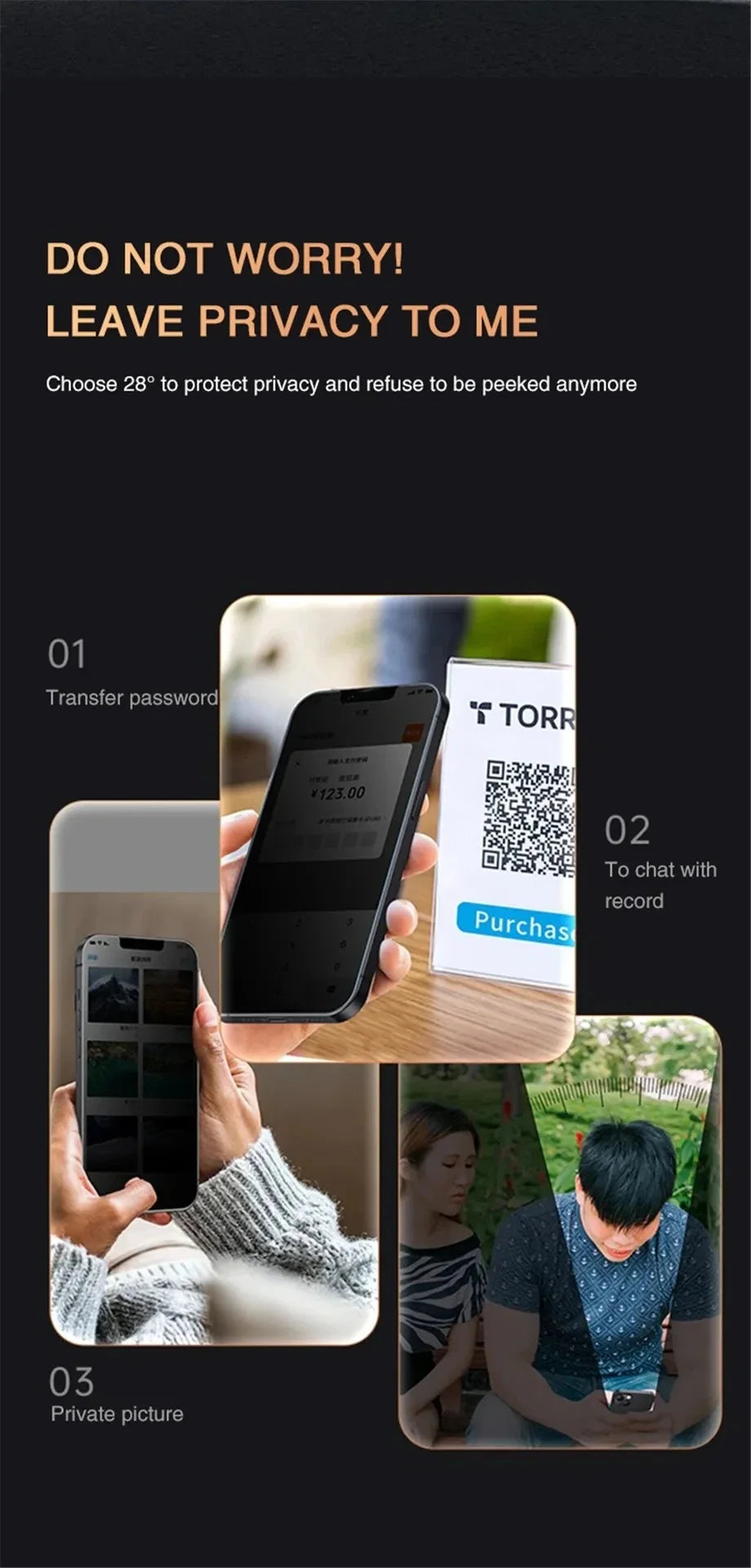 Lot de 1 à 2 films de protection d'écran de confidentialité pour iPhone 16, 15, 13, 11, 14Pro Max, verre trempé anti-espion pour iPhone X, XS Max, XR