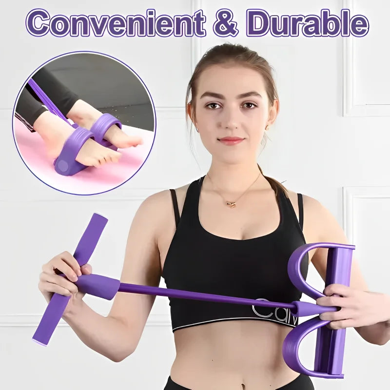 Tensor de pedales de cuatro tubos, equipo de fitness multifuncional para el hogar, banda elástica de fortalecimiento abdominal para yoga, cuerda de tensión
