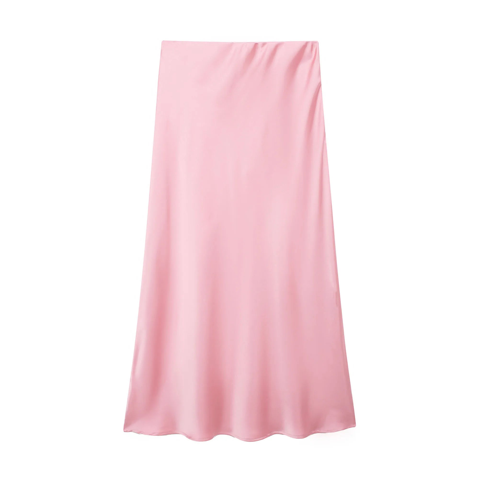Willshela Falda de satén negra para mujer, falda larga elegante de cintura alta para mujer, falda midi de moda de verano, faldas de oficina para mujer
