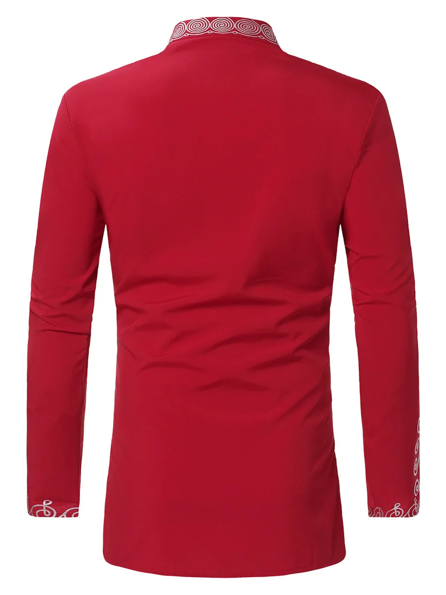 African Clothes for Men Dashiki Summer African Men Long Sleeve Polyester Printing Shirts African Men Tops