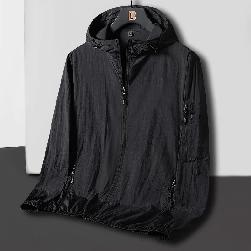 Chaqueta cortavientos informal de verano para hombre, de secado rápido, para senderismo, pesca, trekking, escalada, chaqueta de protección solar, ropa de gimnasio