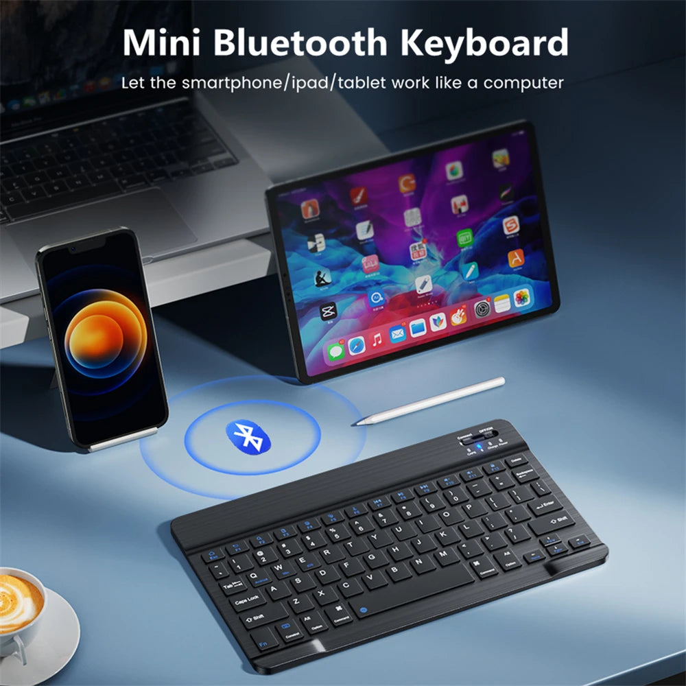 Teclado y ratón inalámbricos Bluetooth para IOS Android Windows Tablet para iPad Air Mini Pro teclado español coreano portugués ruso