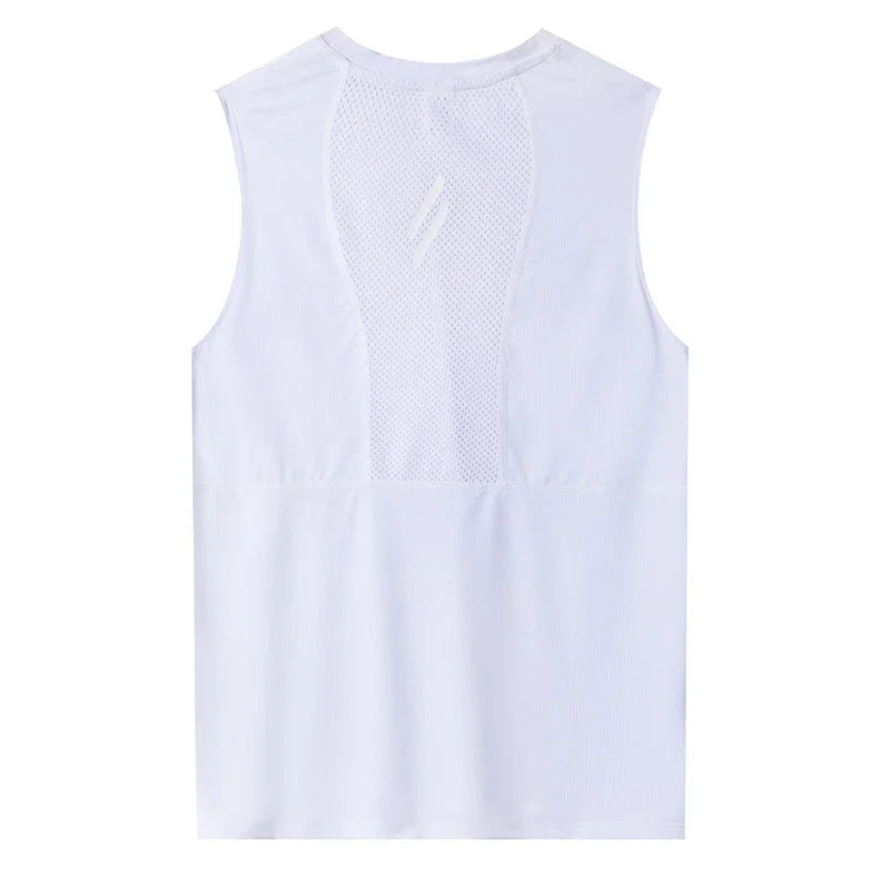 Chaleco de hombre negro transpirable de fibra de poliéster de secado rápido, sin mangas deportivo, apto para gimnasio, correr y entrenar, casual