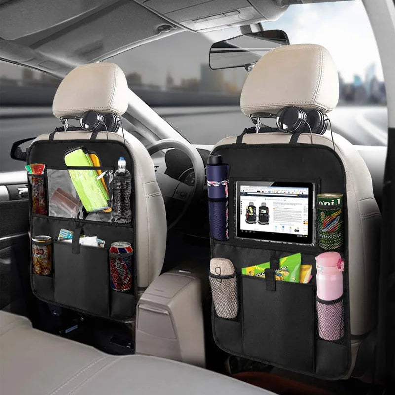 Organiseur de siège arrière de voiture avec support pour tablette tactile, poches de rangement automatique, housse de protection pour dossier de siège de voiture pour voyage, voyage des enfants