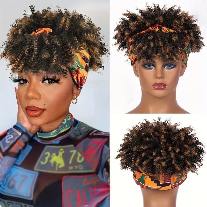Afro Curly Headband Wig