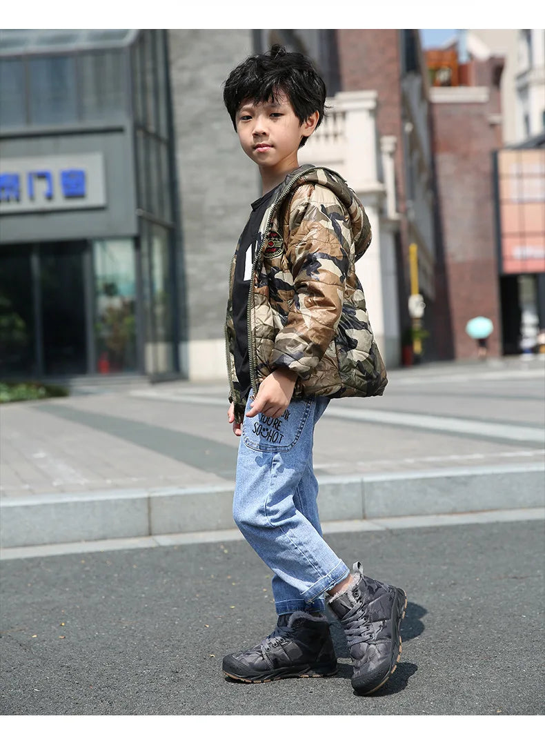 Waterproof Winter Children Snow Boots Warm Outdoor Shoes Boy Girl Short Boots Fashion Comfortable Non-Slip Sneakers Kids Boots