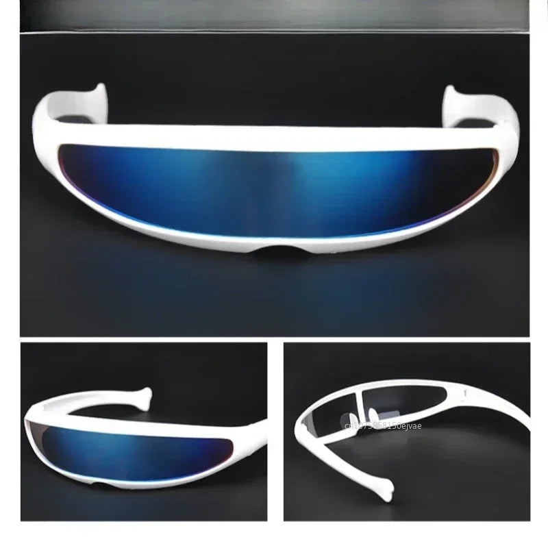 Futuristic Narrow Cyclops Visor Sunglasses Personalized Sunglasses Space Robot One-piece Mercury Lenses Sunglasses Glasses 1pcs