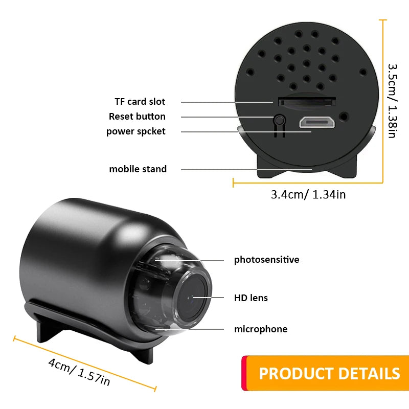 Cámara de seguridad IP interior WiFi de 1080P HD con visión nocturna IR y grabadora de vídeo, monitor remoto antirrobo, cámara usb