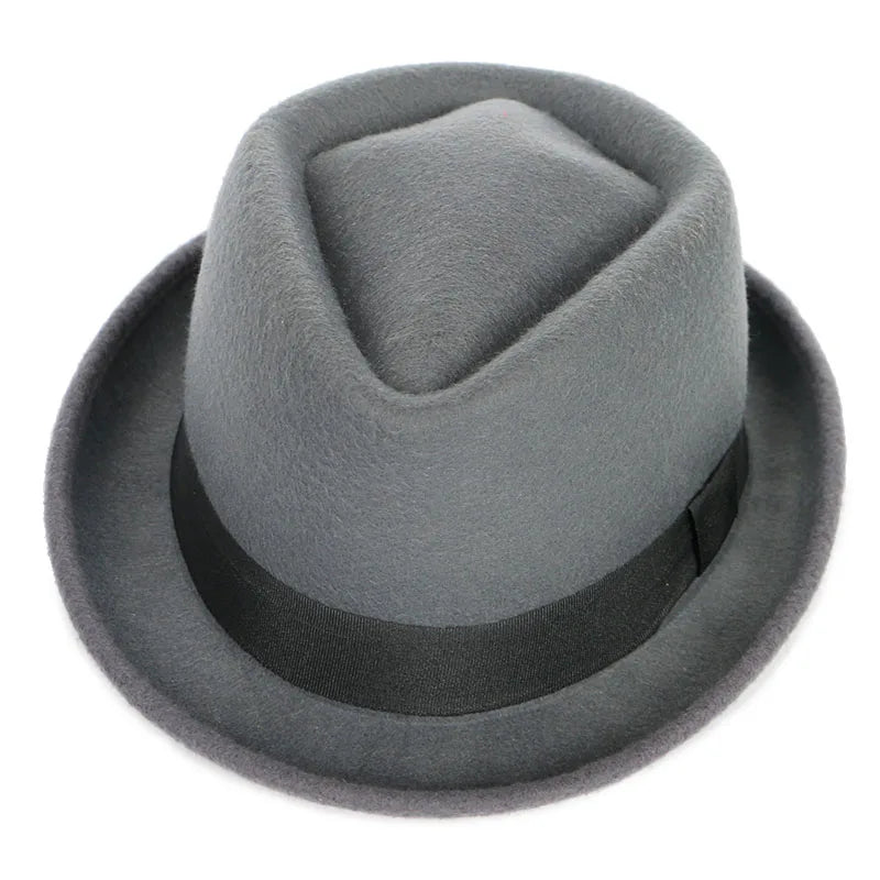 Sombrero Fedora Clásico para Hombre, Moda Otoño 2025, Invierno Sólido, Manga Corta, Fedora, Sombreros Jazz, Gorra de Fieltro Negra para Mujer/Caballero