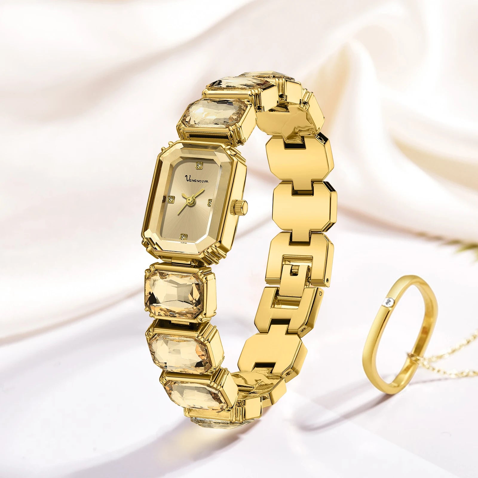 Nuevo reloj de lujo con diamantes para mujer, moda, correa de acero inoxidable de oro rosa, movimiento de cuarzo original, reloj de señora