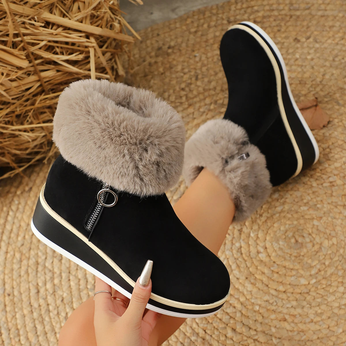 Plush Winter Ankle Snow Boots