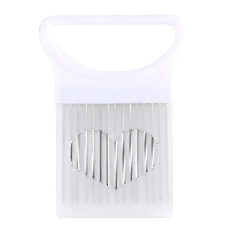 Rebana cebollas sin esfuerzo con este rebanador de cebollas de 1 pieza de colores, soporte de acero inoxidable para patatas fritas y cebollas para cortar asistido.