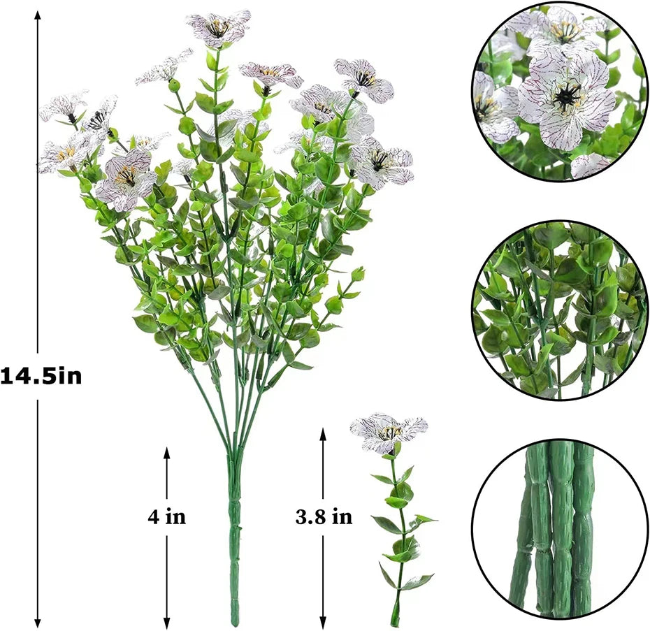 Flores artificiales para exterior, resistentes a los rayos UV, plantas sintéticas para jardín, bodas, hogar, cocina, decoración de granja, plantas artificiales