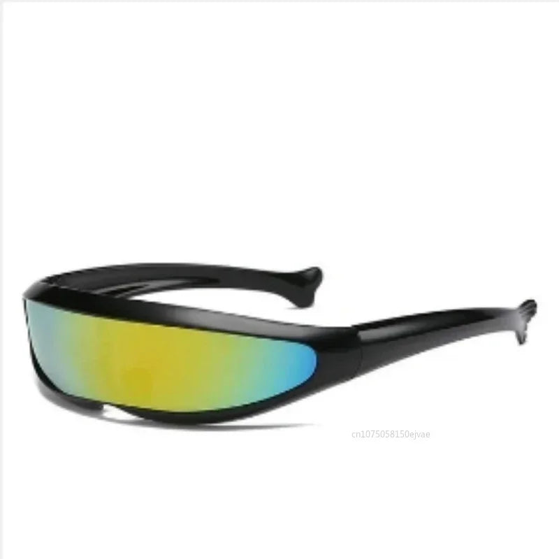 Lunettes de soleil futuristes à visière étroite Cyclope Lunettes de soleil personnalisées Robot spatial Lunettes de soleil à verres mercure monobloc Lunettes de soleil 1 pièce