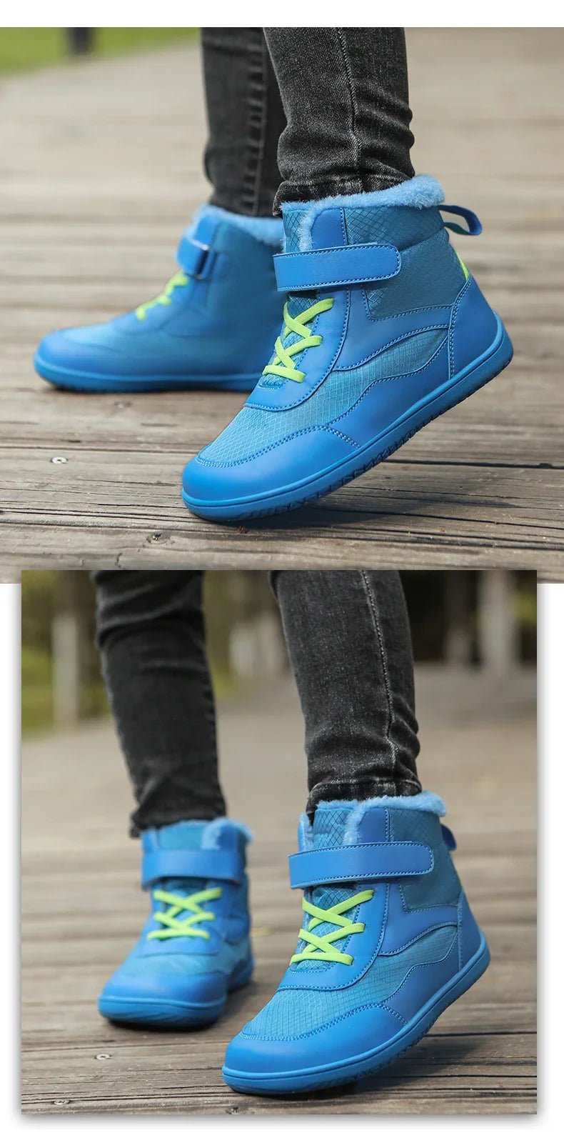 Boys Girls Winter Snow Boots Wide Toe Barefoot Insulated Waterproof Fur Lined Shoes for Kids Cold Weather Outdoor Sneakers