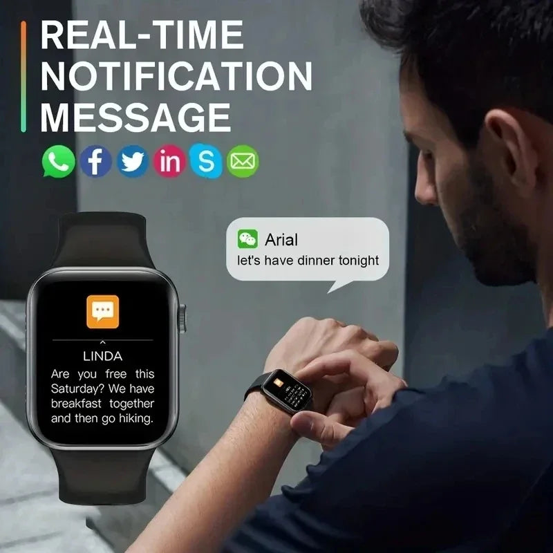 Nuevo Smartwatch para hombres Android IOS Teléfono Pantalla de 1.73" Llamada Bluetooth Monitoreo de oxígeno en sangre y presión arterial Reloj inteligente para mujeres